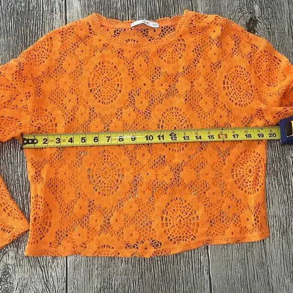 Mango Embroidered openwork t-shirt Size Medium - Picture 5 of 7